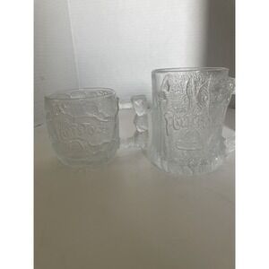 McDonald's Flintstones RocDonald 1993 Vintage Frosted Glass Mugs
